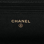Caviar Quilted Crystal CC Wallet On Chain WOC Black