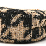 Wool Tweed Lambskin Quilted Chanel 19 Round Clutch With Chain and Coin Purse Beige Black