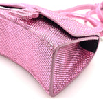 Strass Suede Hourglass Top Handle Bag XS Pink
