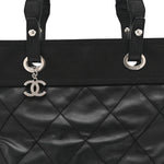 Coated Canvas Quilted Large Paris Biarritz Tote Black
