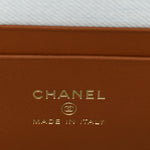 Washed Denim Calfskin Quilted Top Handle Slim Vanity Case With Chain Blue Brown