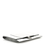Metallic Calfskin Crocodile Embossed Hourglass Flap Flat Pouch Silver
