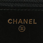 Lambskin Quilted Trendy CC Wallet On Chain WOC Black