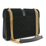 Velvet Tri-Quilt Monogram Medium College Bag Black