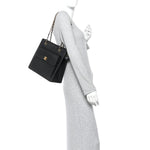 Lambskin Quilted CC Front Pocket Shopping Tote Black