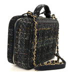 Tweed Snakeskin Quilted Medium CC Filigree Vanity Case Dark Navy