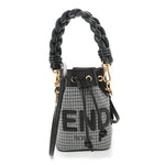 Wool Vitello Grace Small Houndstooth Mini Mon Tresor Bucket Bag Grigio Anthracite