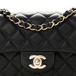 Lambskin Quilted Mini Rectangular Flap Black