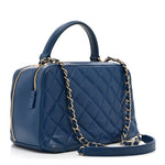 Lambskin Quilted Medium Trendy CC Bowling Bag Blue