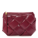 Paper Calfskin Maxi Intrecciato Padded Pouch Clutch Amaranto