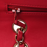 Lambskin Quilted Medium Double Flap Red