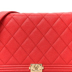 Caviar Quilted Boy Wallet On Chain WOC Red