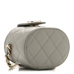 Lambskin Quilted Mini Vanity Case With Chain Grey