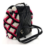 Lambskin Shearling Small Urban Spirit Backpack White Fuchsia Navy