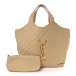 Nubuck Suede Quilted Maxi Icare Shopping Tote Safari Beige