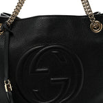 Pebbled Calfskin Medium Soho Chain Shoulder Bag Black