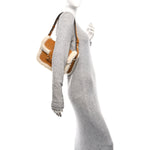 Suede Shearling Horsebit 1955 Shoulder Bag Honey Beige Milk