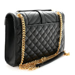 Grain De Poudre Textured Mixed Matelasse Triquilt Medium Monogram Satchel Black
