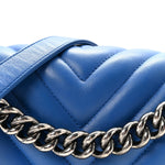 Lambskin Chevron Quilted Medium Boy Flap Bright Blue