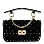 Velvet Small Rockstud Spike Shoulder Bag Black