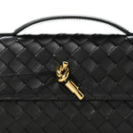 Nappa Intrecciato Long Andiamo Top Handle Clutch Black