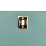 Calfskin Stitched Small Covered CC Flap Bag Green