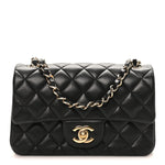 Lambskin Quilted Mini Rectangular Flap Black