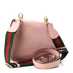 Roxy Calfskin Web Medium Blondie Top Handle Shoulder Flap Bag Powder Pink