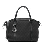 Nylon Monogram Medium GG Charm Dome Satchel Black