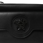 Grained Calfskin Medusa Camera Bag Black