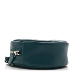 Caviar Quilted Round Clutch With Chain Green