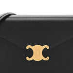 Shiny Calfskin Triomphe Margo Wallet on Chain Black