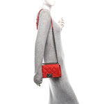 Calfskin Double Stitch Small Boy Flap Red