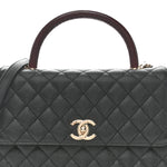 Caviar Quilted Small Coco Handle Flap Black