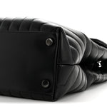 Calfskin Y Quilted Monogram Large Loulou Chain Satchel Black