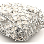 Satin Crystal Net Chain Bag Silver