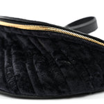 Crushed Velvet Logo Embossed XXS Souvenir Belt Bag Black