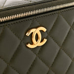 Lambskin Quilted Pick Me Up Vanity Case Khaki