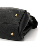 Calfskin Embossed Medium Margot Top Handle Satchel Black