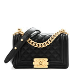 Caviar Quilted Small Boy Flap Black