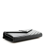 Grain De Poudre Matelasse Chevron Monogram Monochrome Chain Wallet Black