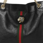 Calfskin Large Rajah Chain Tote Black