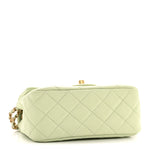 Lambskin Quilted Mini Pearl Crush Flap Light Green