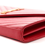 Grain De Poudre Matelasse Chevron Monogram Chain Wallet New Red