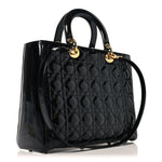 Patent Cannage Large Lady Dior Black