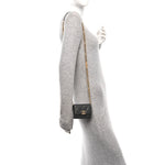 Caviar Quilted Bracelet On Chain Clutch Grey