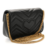 Calfskin Matelasse Super Mini GG Marmont Shoulder Bag Black
