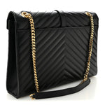Grain De Poudre Matelasse Chevron Large Monogram Satchel Black