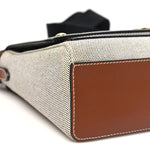 Canvas Horseferry Print Note Crossbody Bag Grey Black