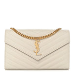 Grain De Poudre Matelasse Chevron Monogram Chain Wallet Crema Soft